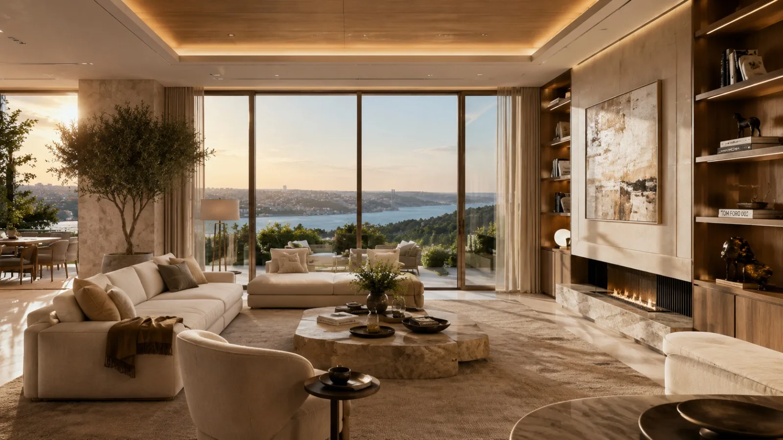High-quality living room craftsmanship with Bosphorus views