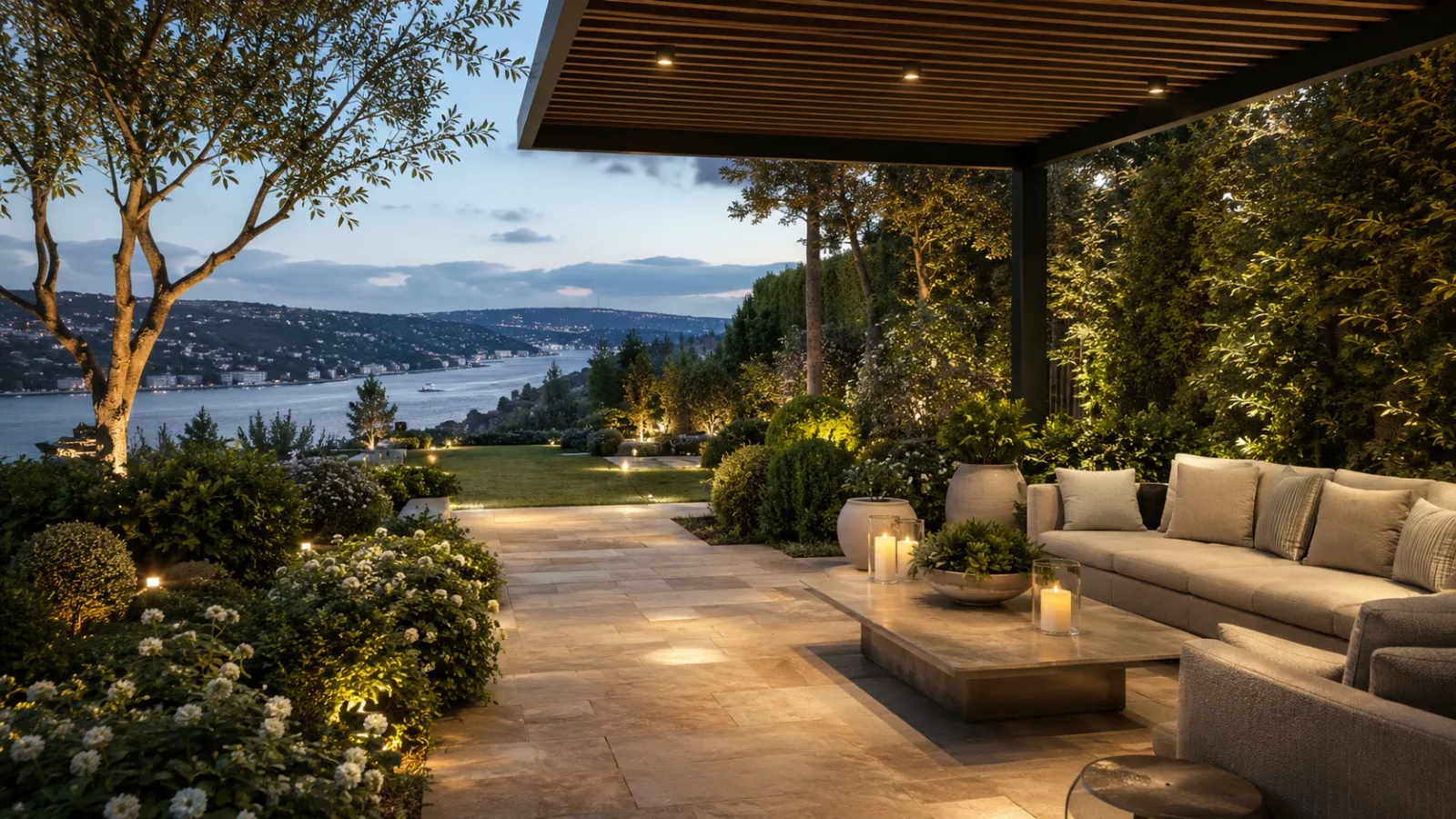 Sustainable development terrace surrounded by Beykoz's natural landscape